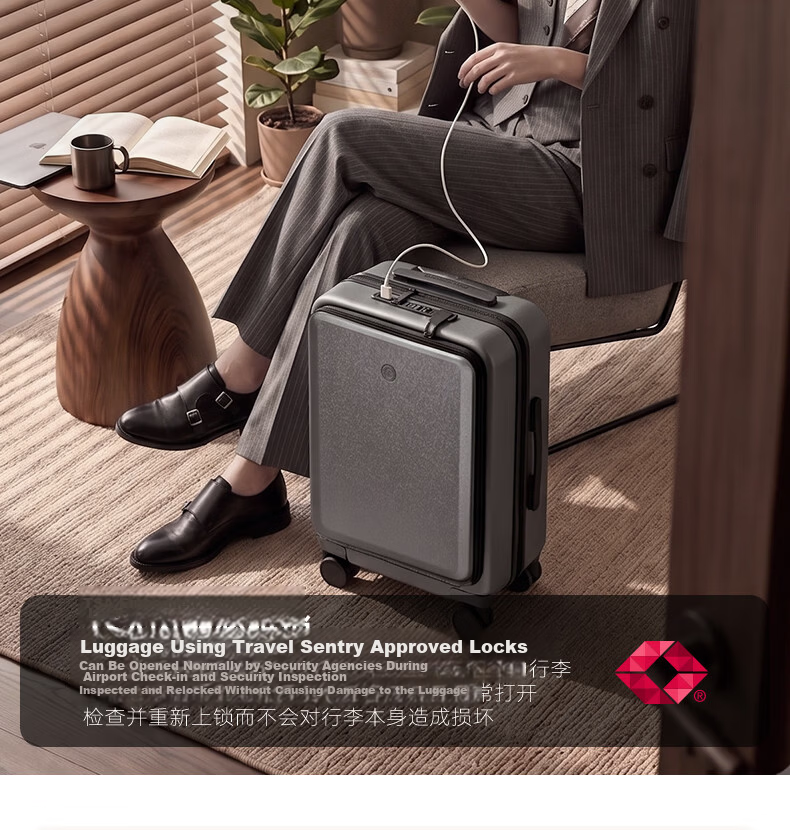 90 Points 20-inch Carry-on Luggage Unboxing Suitcase Men and Women Business Multifunctional Trolley Case Seine River Series Password Lock 16