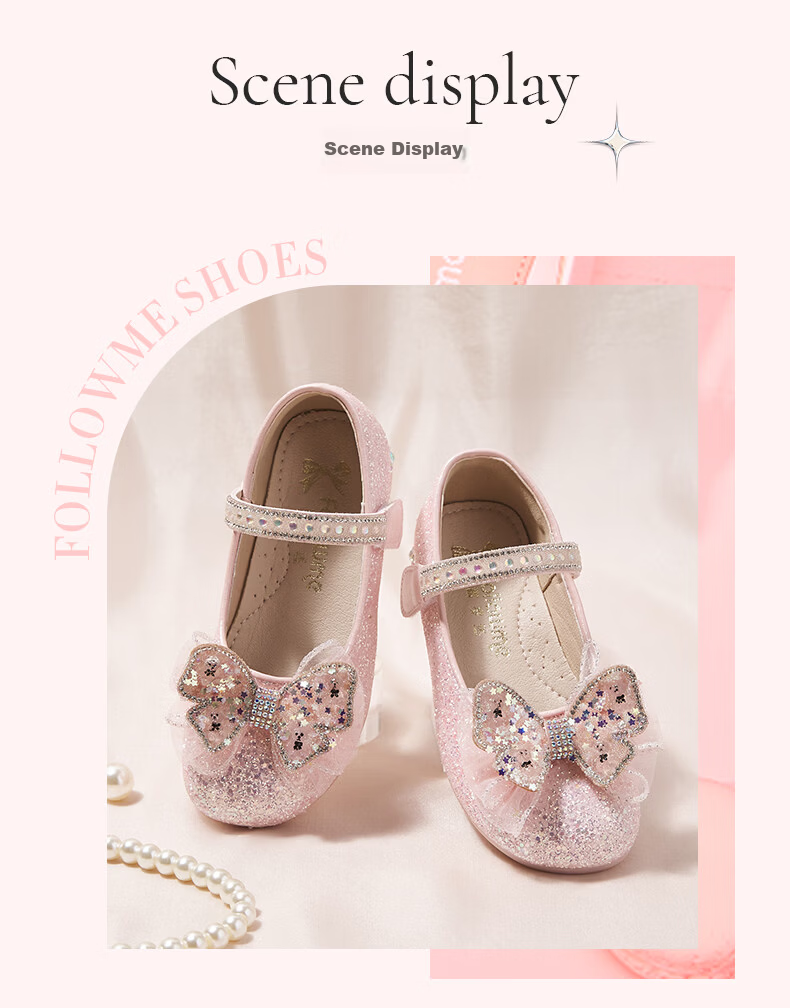 Fulomi Girls Princess Shoes Spring Autumn Children's Sequin Crystal Flats Performance Dress Shoes Light Gold Size 32 11