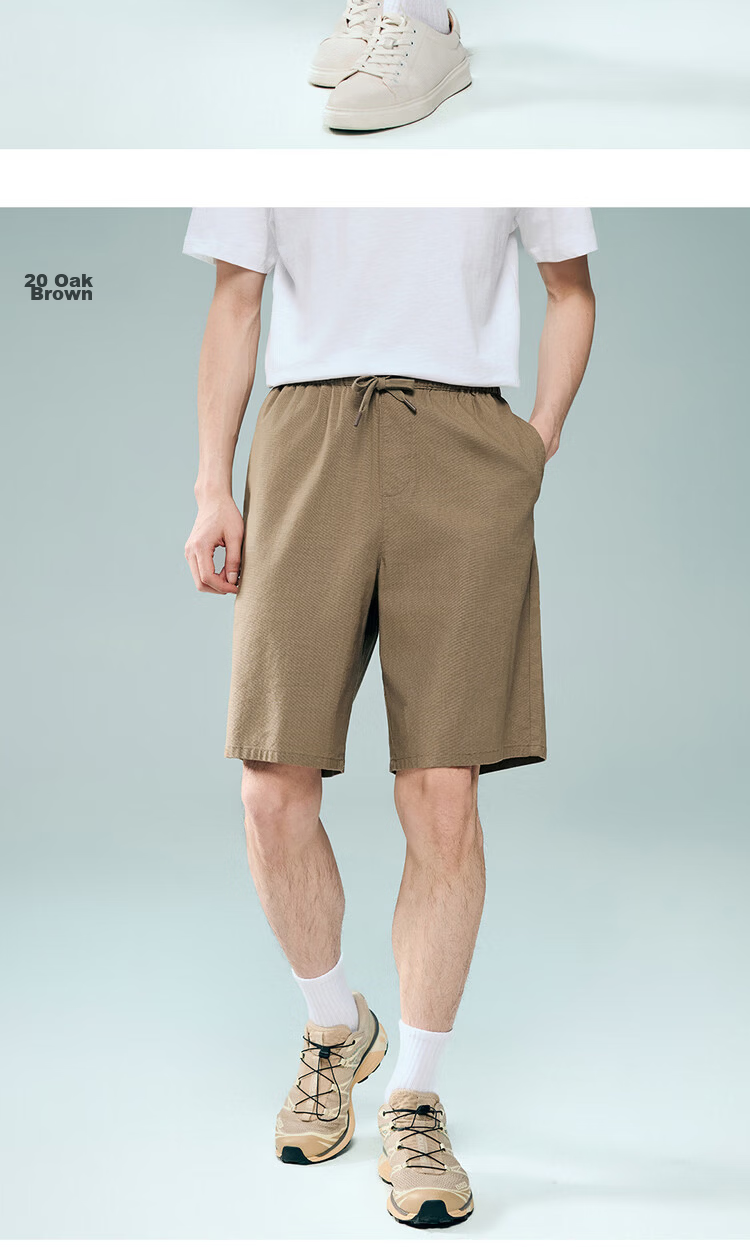 Giordano Men's 2026 Summer New Lyocell Cotton Drawstring Elastic Waist Casual Shorts 13106314 17