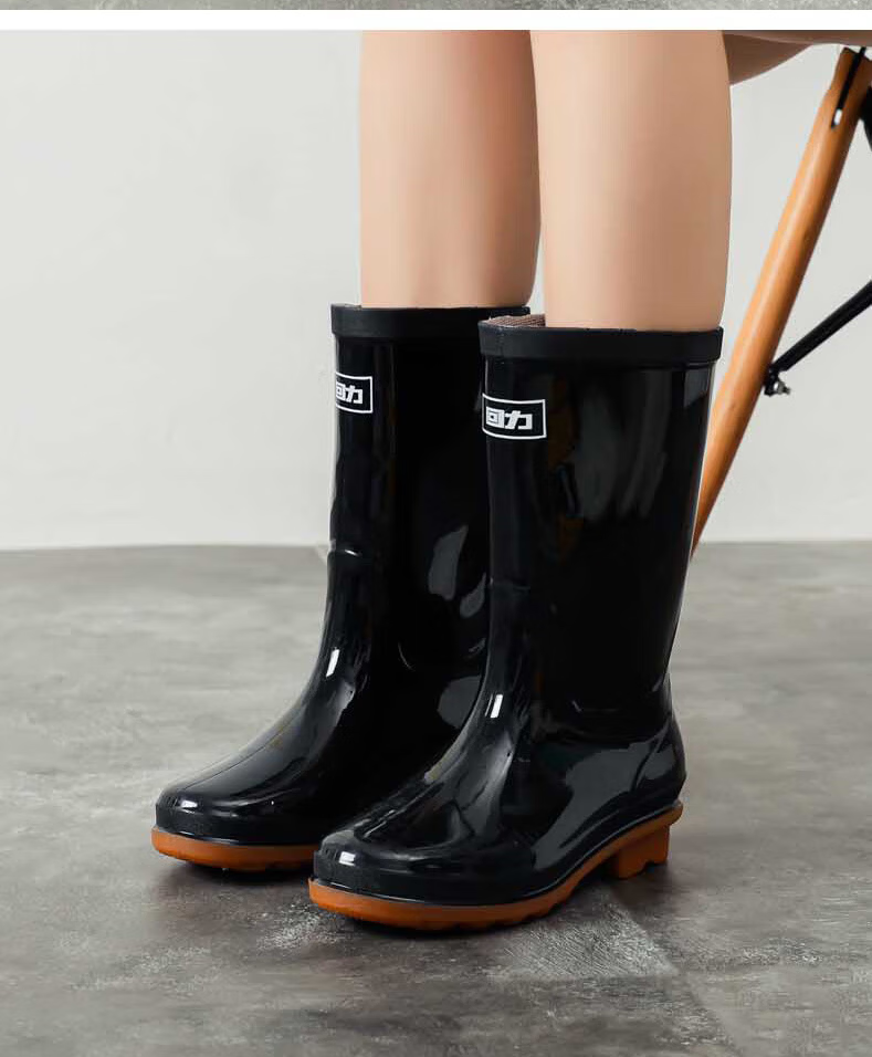 Huili Women's Fashion Rain Boots, Water Shoes, Outdoor Waterproof Non-Slip Wear-Resistant Comfortable Overshoes HL513 High-Top Black Size 40 12