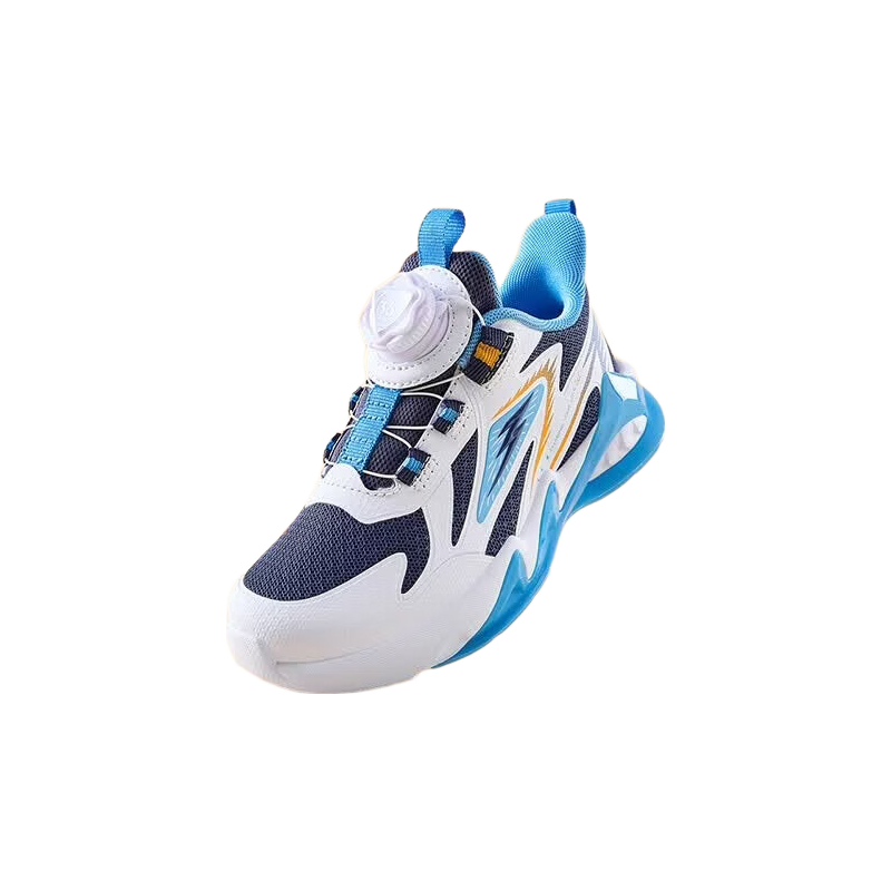 361° Children's Shoes, Kids' Running Shoes, Autumn 2025, Boys' Comfortable Rebound Knob-Tie Trendy Sneakers, Blue, Size 31