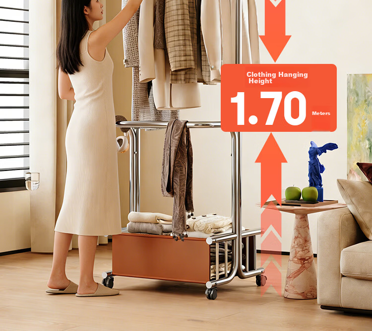Yicai Nianhua 100CM Floor Standing Clothes Rack Bedroom Living Room Dormitory Coat Rack Storage Rack Simple Home Hat Rack Drying Rack 15