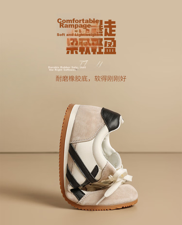 ZHR Mango Head German Shepherd Training Shoes Women Retro Flat Sports Shoes Soft Sole Casual Breathable Women's Shoes BT213 Beige Silver Size 36 9