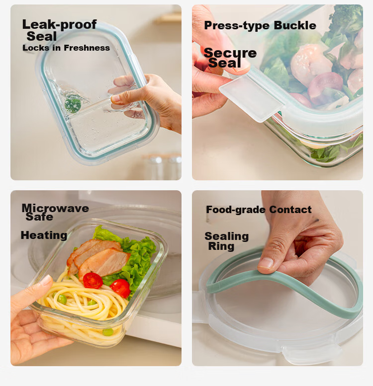 JD Jingzao High Borosilicate Heat-Resistant Glass Food Storage Box Bento Lunch Box Microwave Safe Food Contact Grade Rectangular 2-Piece Set 3