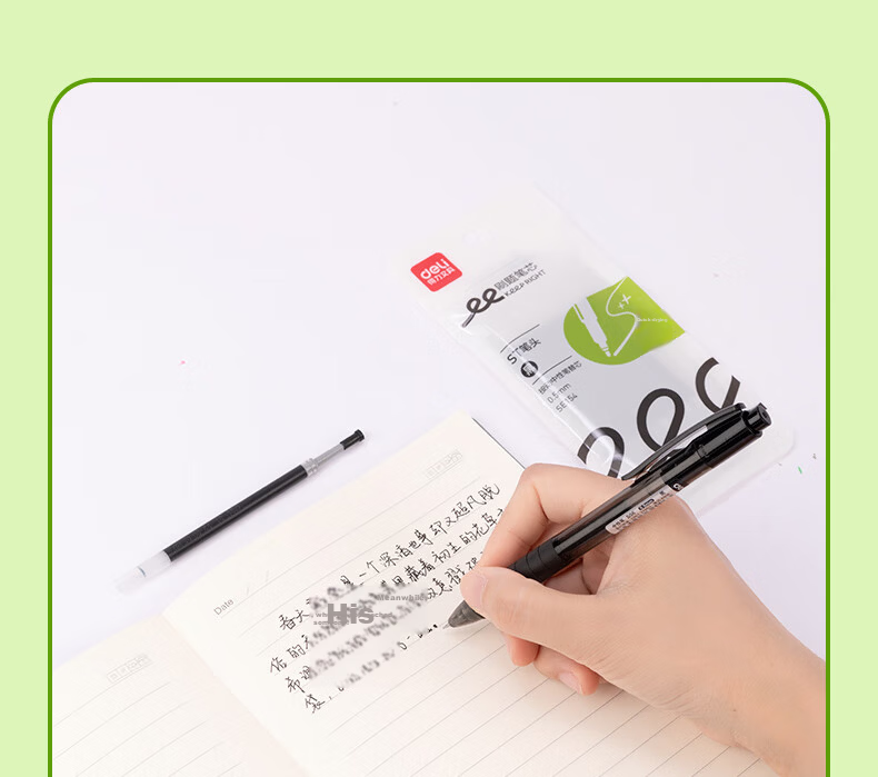 Deli Quick-Drying Retractable Gel Pen Refills, 0.5mm Dual-Core ST Tip, Office And Student Pen Refills, S01/S08/1008/K35 Compatible, Black, 20 Pieces/Box, SE152 4