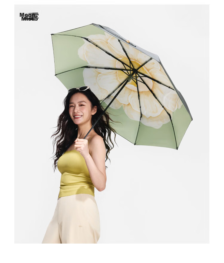 Beneunder UV Protection Sun Umbrella Sunscreen Umbrella Three-Fold Double-Layer Black Coated Rain and Sun Umbrella BM011 Bluebell 35
