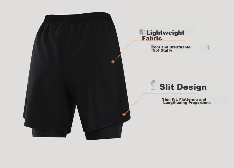 Li-Ning Shorts, Summer Women's Sports Running Marathon Fitness Quick-Dry Casual Two-In Beach Shorts with Lining Pants 5