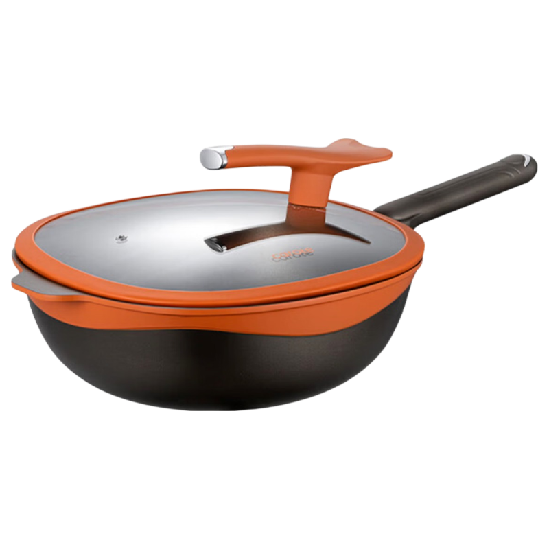 CaROTE Titanium Non-Stick Deep Square Wok 32cm for Gas Stove and Induction Cooker