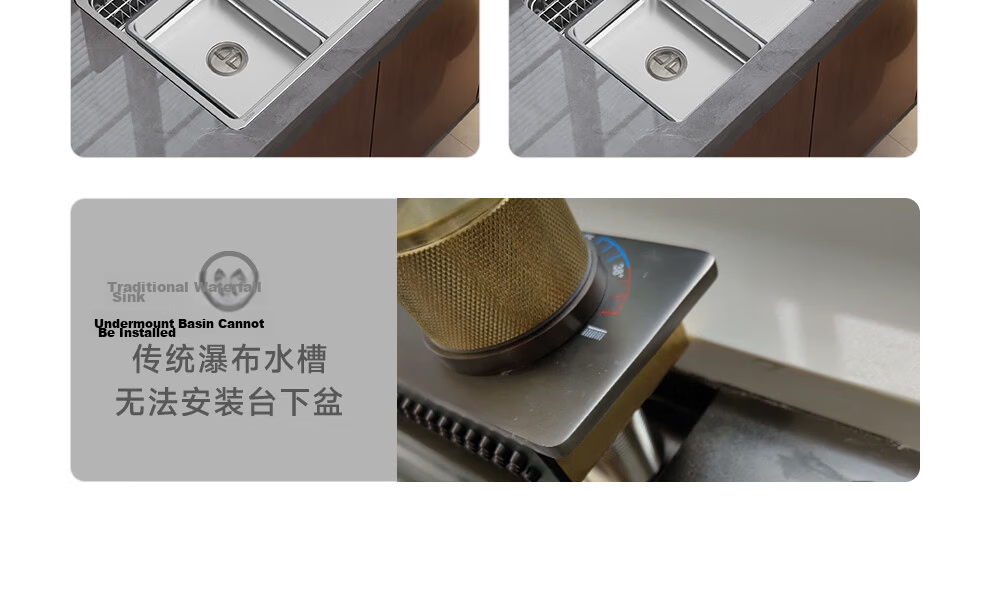 ARROW 0 Coating Treasure Basin Pro Kitchen Sink 304 Stainless Steel Vegetable Washing Basin Waterfall Large Single Bowl Top-Mount and Under-Mount Sink 47