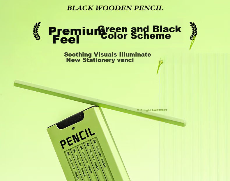 M&G Stationery HB Pencil Black Wood Small Green Hexagonal High-End Pencil for Primary Students Marking Pencil Exam Special Back-to-School Handwriting Drawing 10pcs/Box AWP32019 5