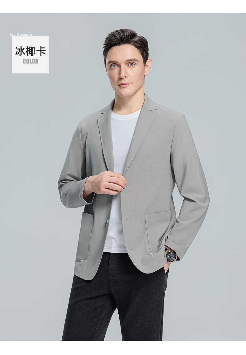 ROMON Ice Silk Sun Protection Men's Waffle Pattern Summer Business Youth High-End Single-Breasted Cooling Suit Jacket JD Self-Operated 20