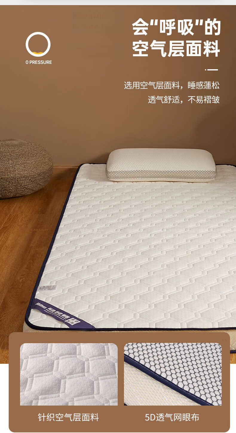 AVIVI Latex Mattress Pad for Student Dormitory, 120x190cm Single Bed, 1.2 Meters Wide, Plaid White 5