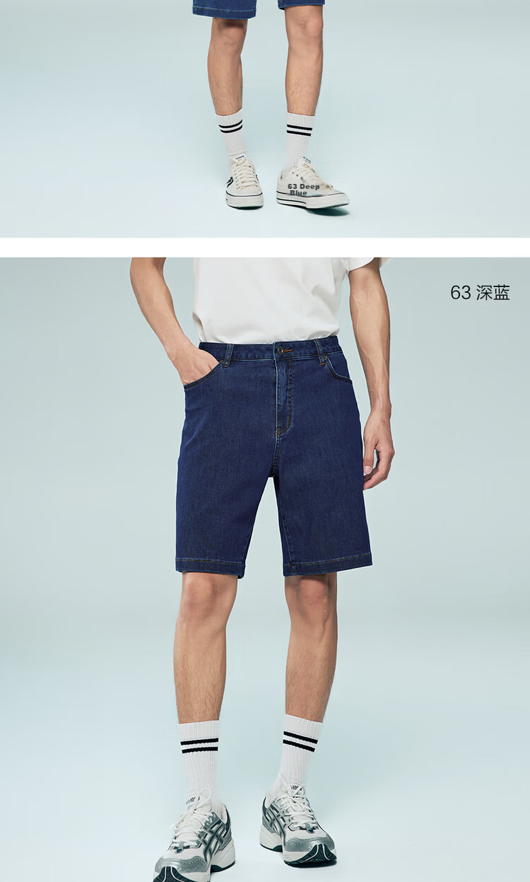 Giordano Men's Summer New Black Technology Ice Oxygen Cool Mid-Rise Straight Denim Shorts 01106336 14