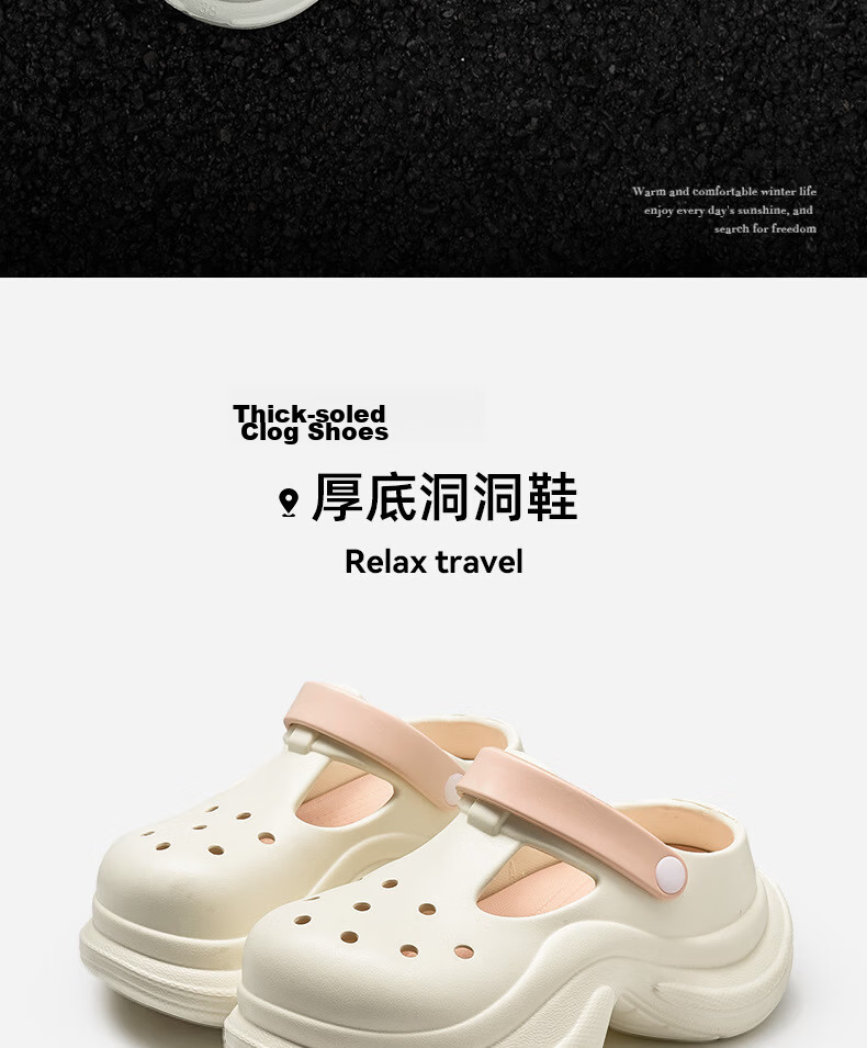 Guoluofi Height Increasing Thick Sole Slim Waist Hole Shoes for Women Outdoor Non-slip Beach Fashion EVA Open Toe Sandals Sky Blue 38 2