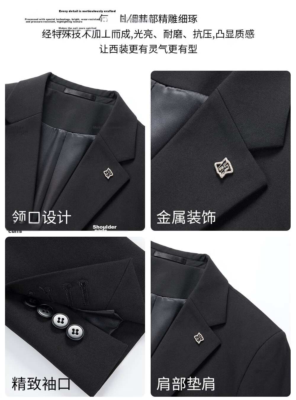ROMON Men's Business Suit Set Blazer + Vest + Trousers Light Gray XL 7