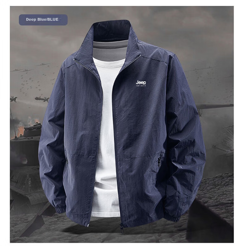 JEEP SPIRIT Men's Lightweight Breathable Sun Protection Jacket Summer Casual Outdoor Stand Collar Coat Black 5XL 12