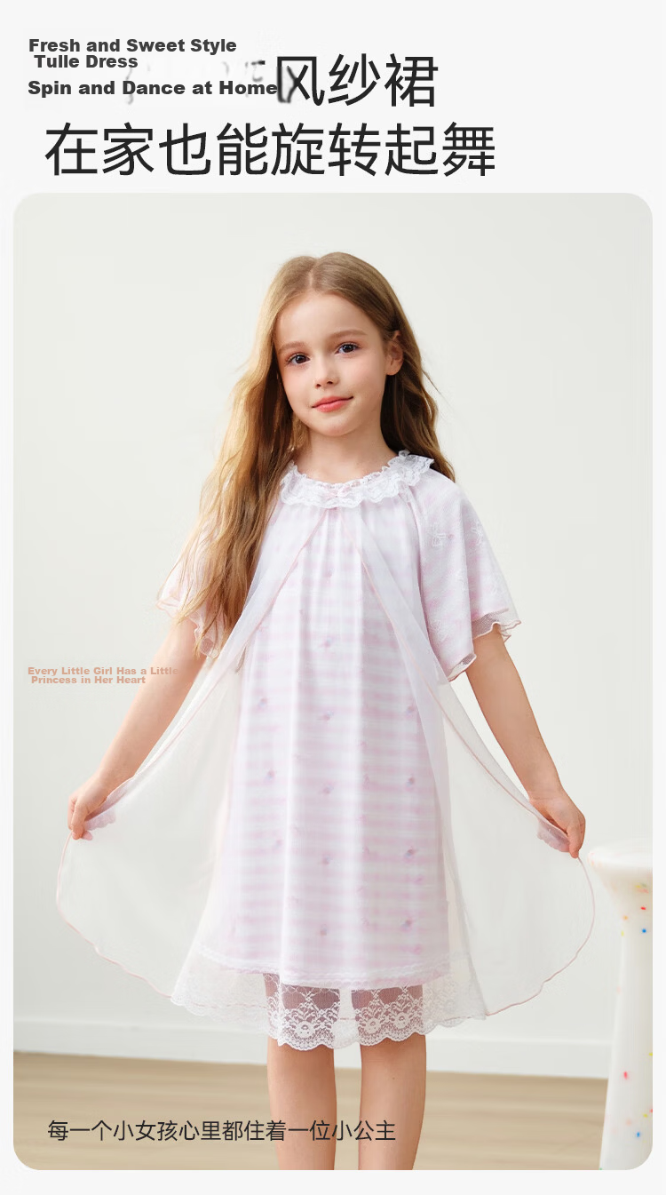 YEEHOO [Pure Cotton] Girls' Fairy Tale Style Nightgown, Home Wear, Children's Sleepwear 12