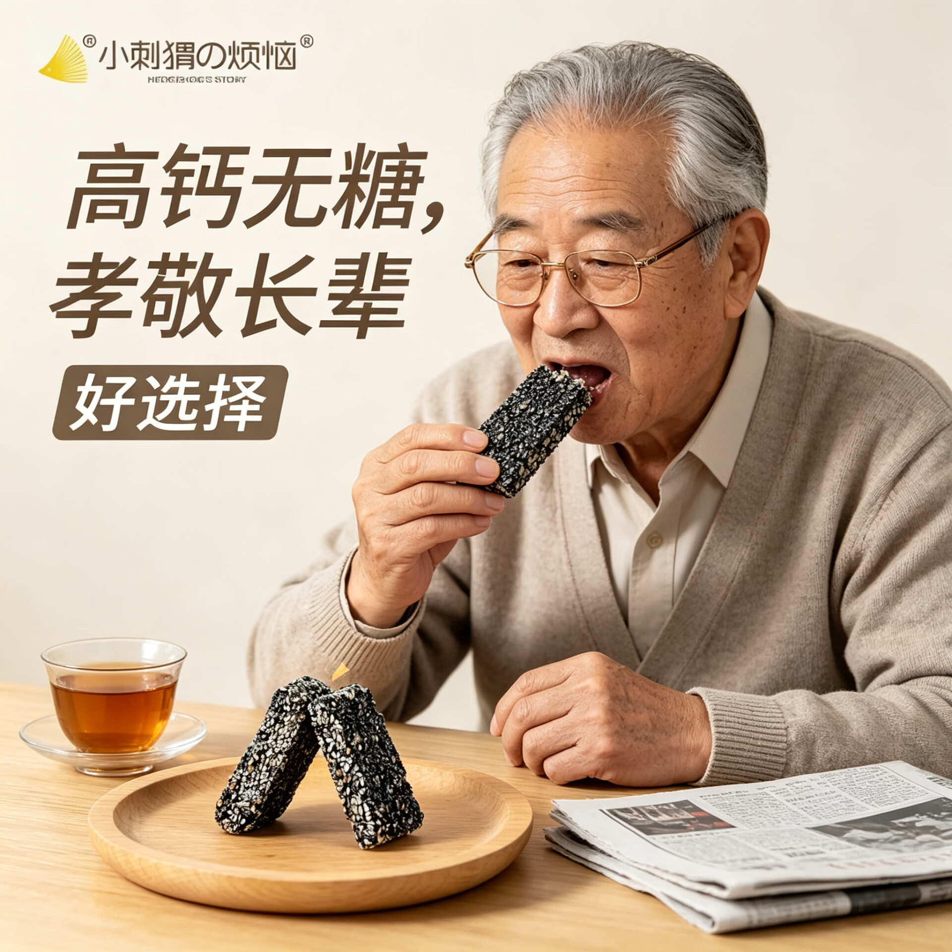 小刺猬的烦恼无糖黑芝麻酥饼260g中秋送礼每日坚果干儿童孕妇健康休闲零食长辈