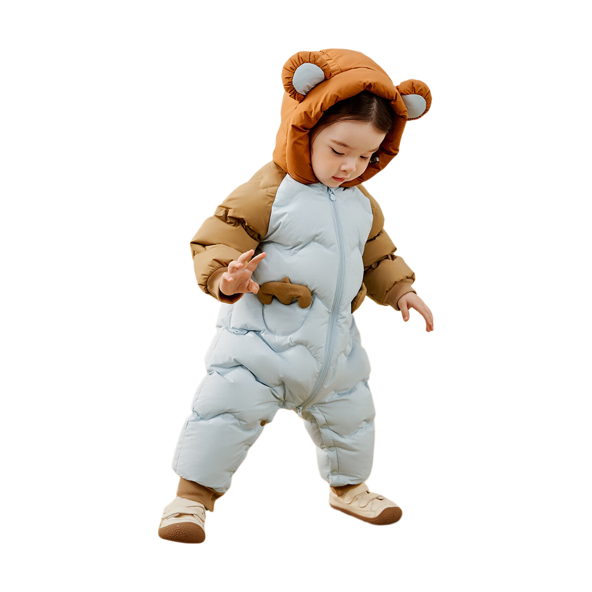 Minibala Newborn Baby down Jacket Onesie, Outdoor Wear for Boys And Girls, White Duck down Winter Coat