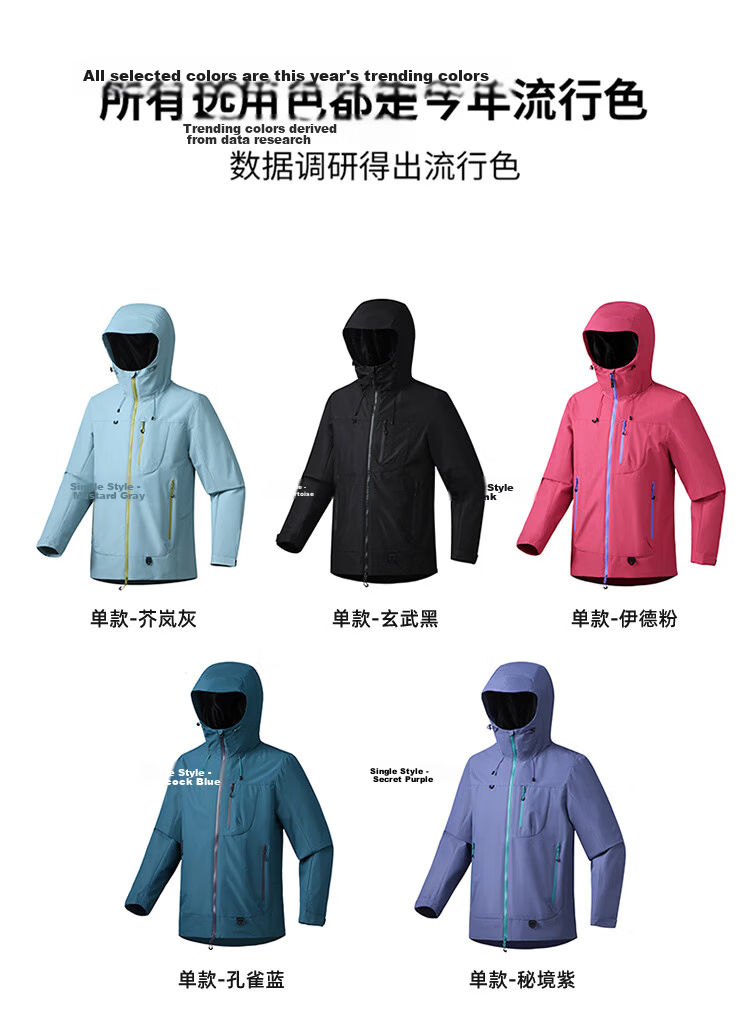 JEEP SPIRIT Outdoor Hooded Jacket for Women, Autumn And Winter Couple's Windproof And Waterproof Mountaineering Jacket, Men's Peacock Blue, Size L 24