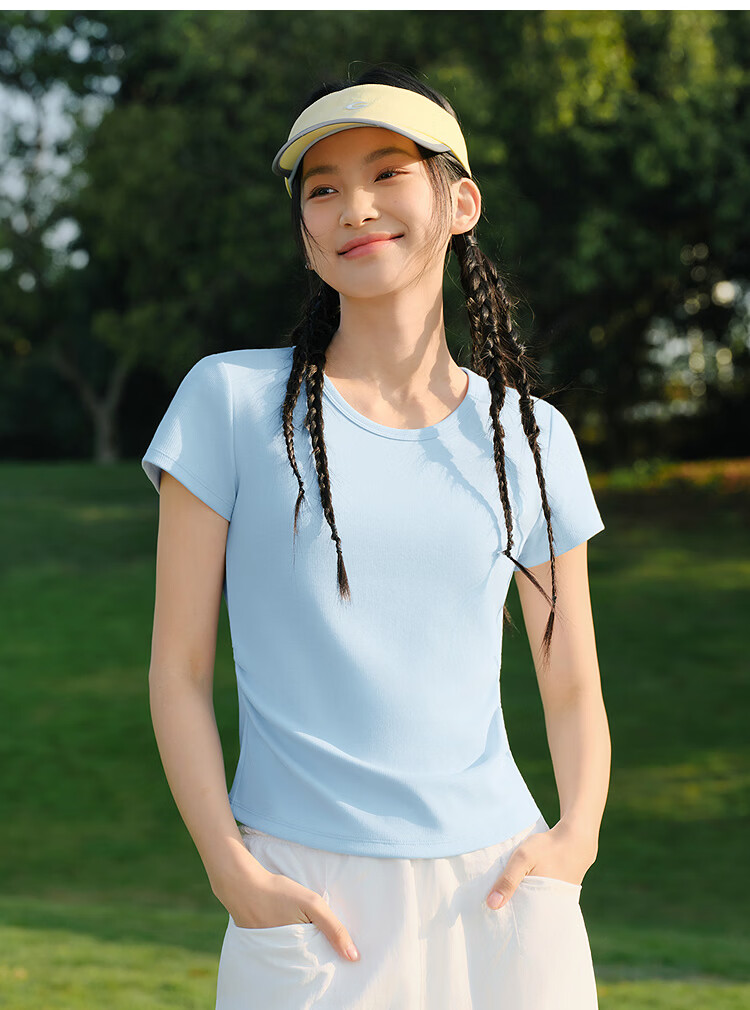 Semir Chen Duling Women's Short Sleeve T-Shirt Summer 2026 Crop Top Round Neck Slim Fit V-Neck Inner Wear 109326100003 41