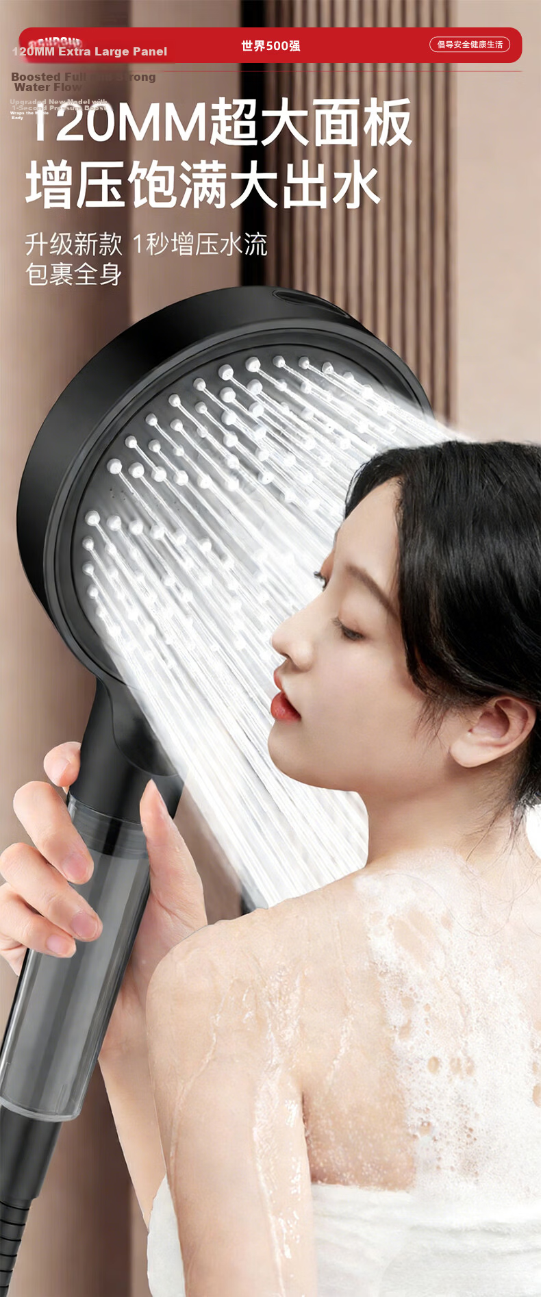 DU PONT Fortune Global 500 Gunmetal Gray Pressurized Shower Head Set with Filter Handheld Shower Head Complete Set 3