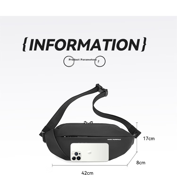 Mark Fairwhale High-end Light Luxury Men's Crossbody Bag Single Shoulder Chest Bag Motorcycle Riding Large Capacity Commuter Small Sling Bag 9