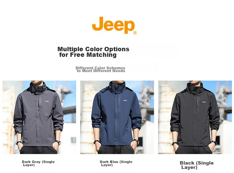 JEEP Men's Outdoor Jacket Spring Autumn Loose Fashion Casual Coat Dark Gray 3XL 11