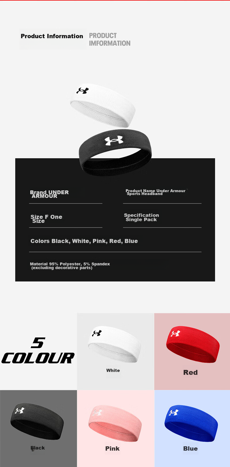 Under Armour Sports Headband for Men And Women, Sweat-Absorbing Band, Running Sweat-Guiding Headband, Basketball Sweat-Proof Headband, Forehead Protector, Blue 3