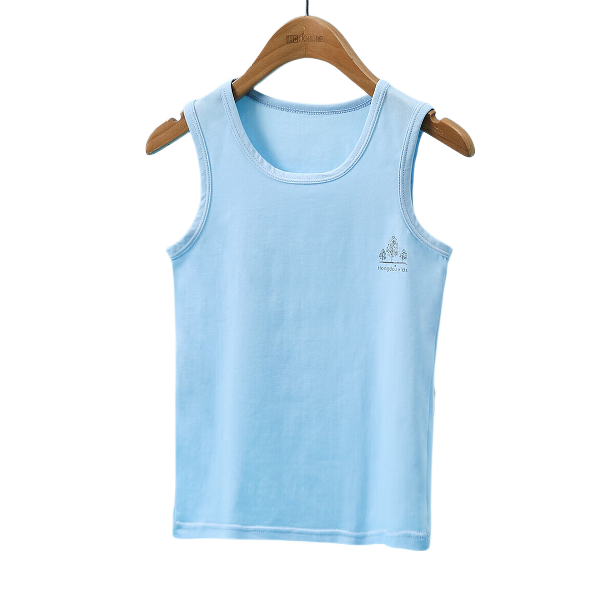 Hodo Boys' Cotton-Spandex Class A Comfortable Breathable Stretch Simple Versatile Vest A8-03 Light Blue 165