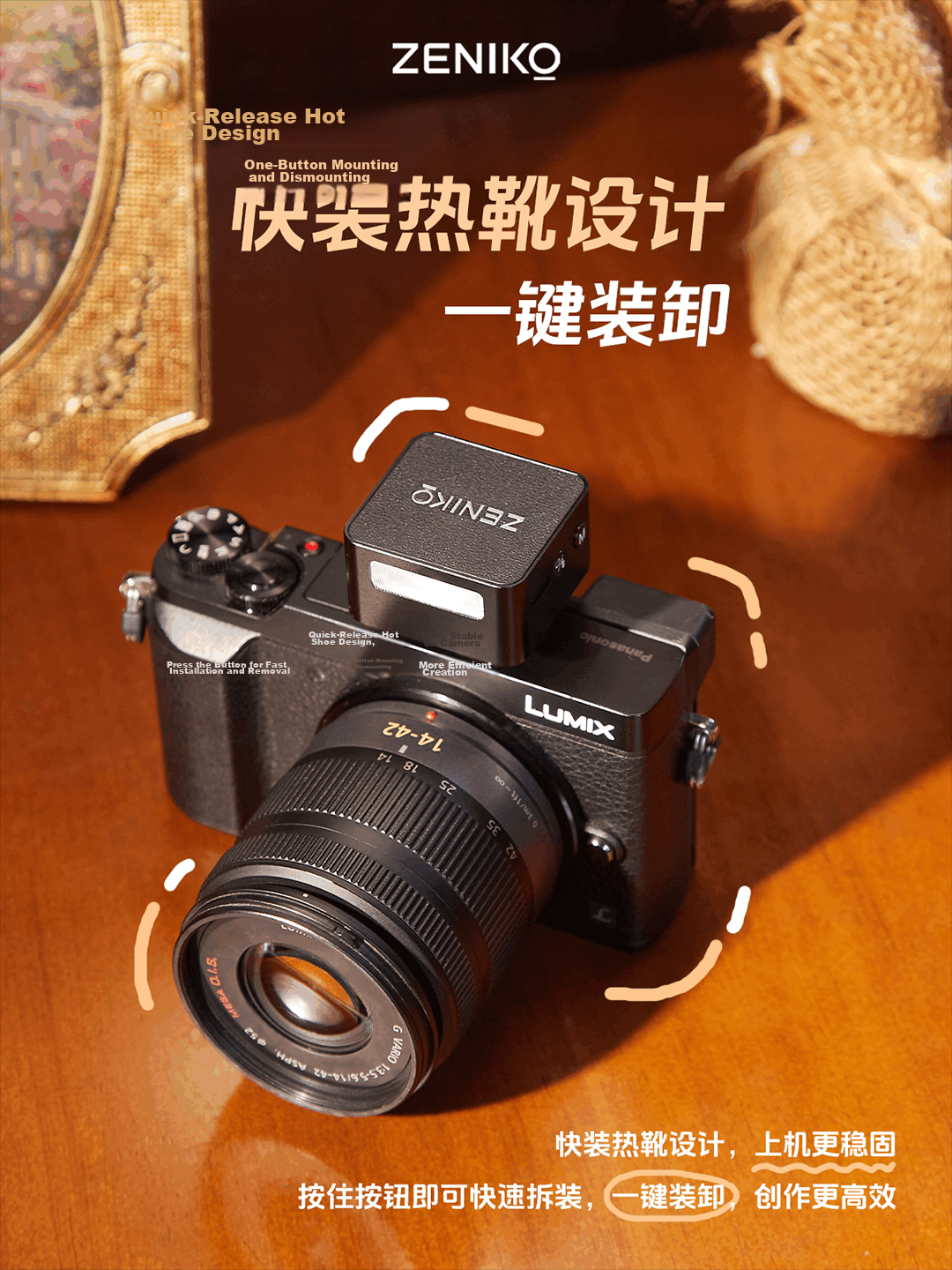 ZENIKO ZT08F (Auto Exposure Fuji Version) Silver TTL Mini On-Camera Flash Portable Outdoor Long Battery Life Hot Shoe 12