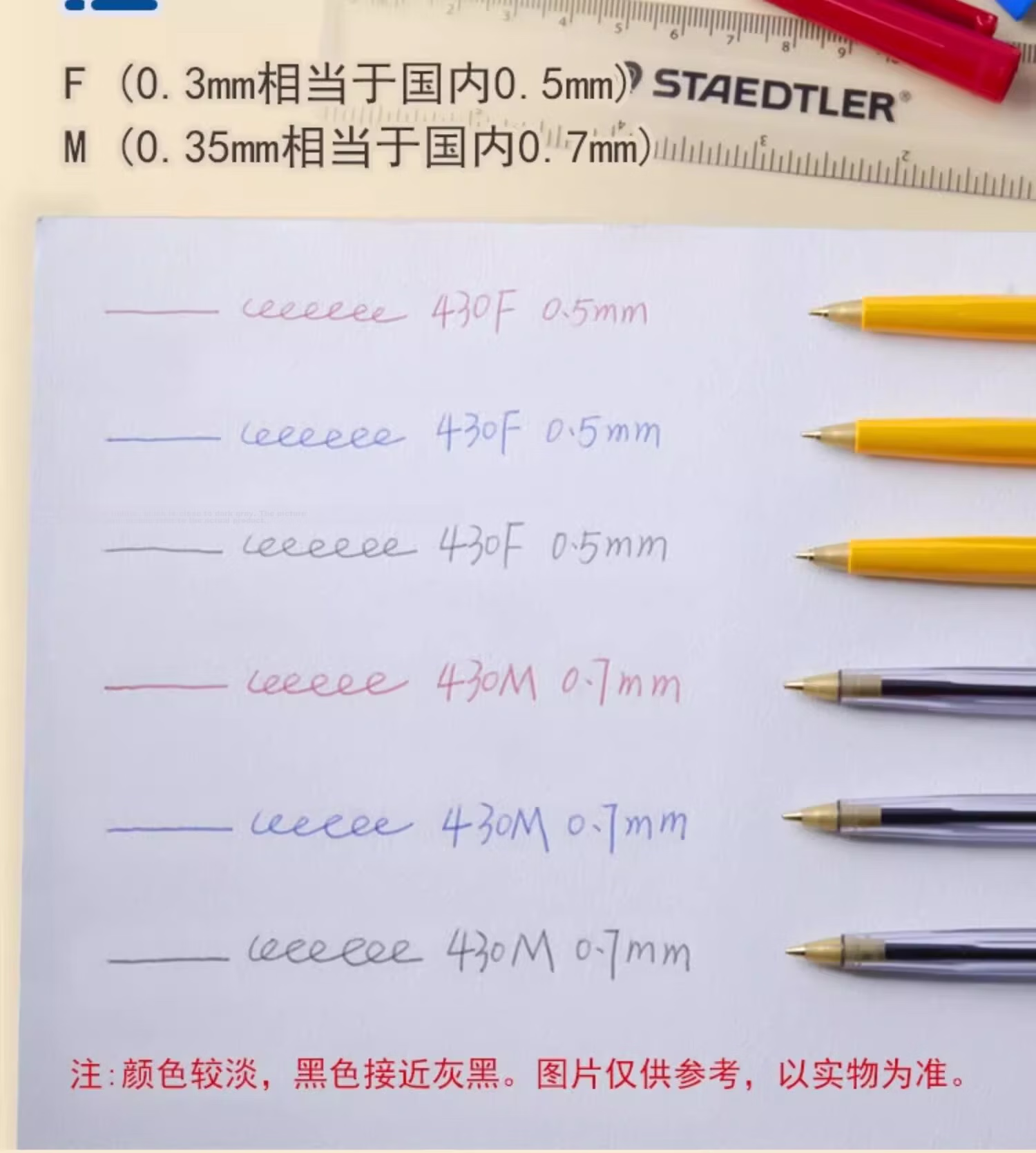 STAEDTLER 0.5mm Ballpoint Pen, Large Capacity Full Copper Tip Retractable Pen, Student Exam Writing Office Use Student Gift Back-To Essential Black 5 Pcs 430F-9 2