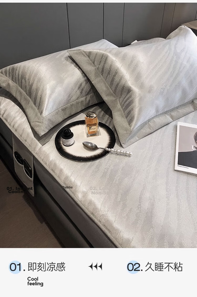 MUJI Class A Summer Cooling Ice Bead Fitted Sheet Two-Piece Set 0.9x2m Single Full Coverage Mattress Protector 5
