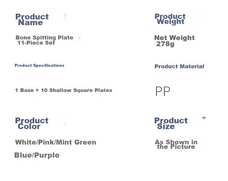 Baijie Bone Spitting Plate Bone Spitting Dish Fruit Plate Snack Plate Residue Plate Dried Fruit Plate Multi-Purpose Plate and Dish Mixed Color 11-Piece Set 10
