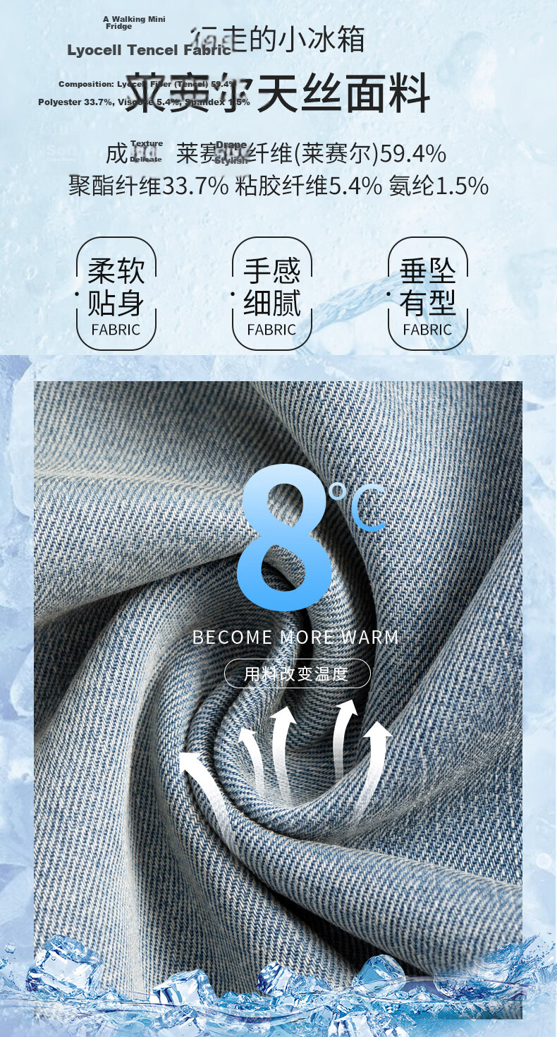 Boruilai Lyocell Tencel Lightweight Denim Jeans Women 2026 Spring Summer New Casual High Waist Wide Leg Pants 3