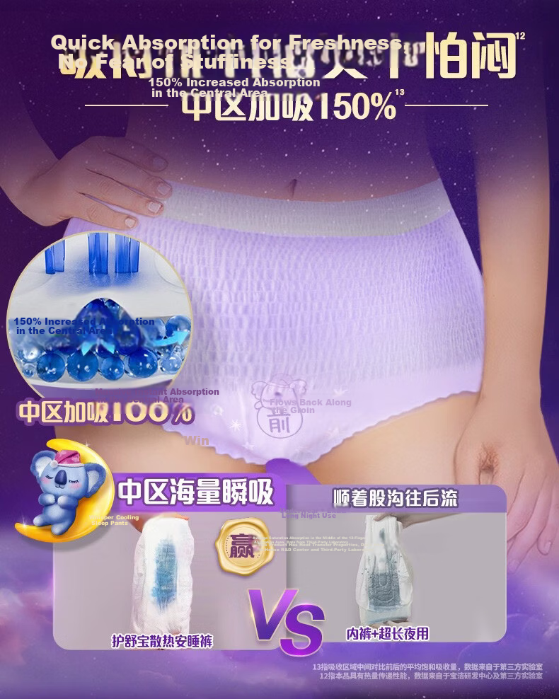 Whisper Koala Cooling Night Pants L Size 48pcs Pant-Style Sanitary Napkins Secure Period Pants Night Protection Self-Operated Sealed 3