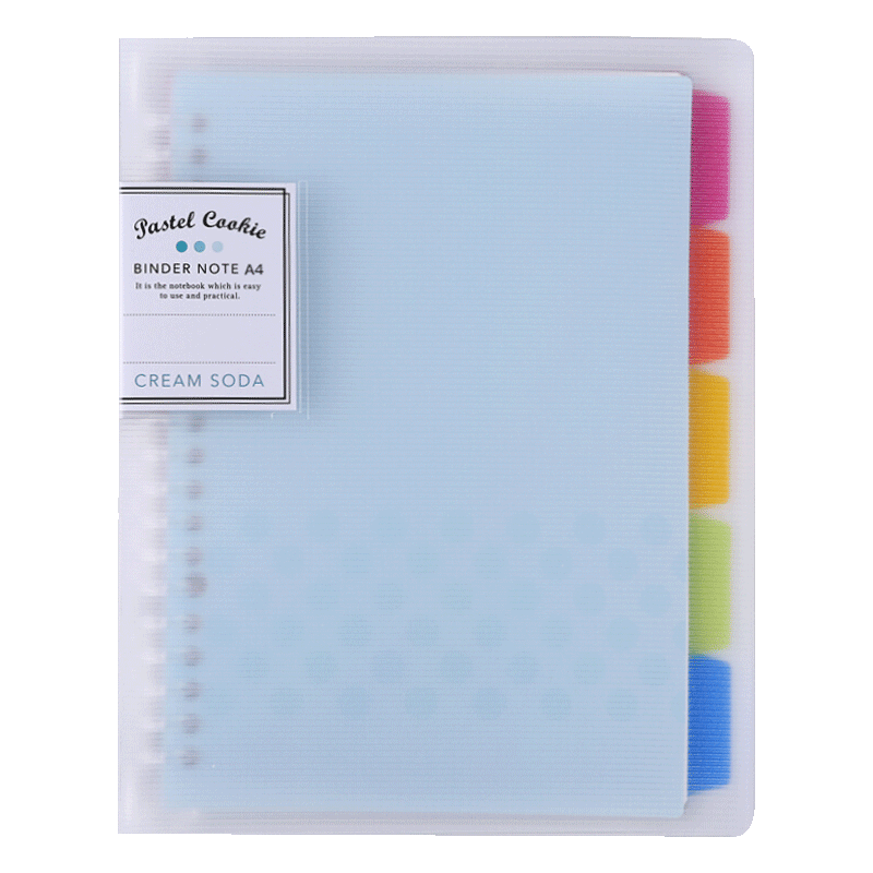 KOKUYO Campus A4 Pastel Cookie Loose-Leaf Notebook with 5 Color Index Dividers, 40 Sheets, Blue WSG-RUCP10NB