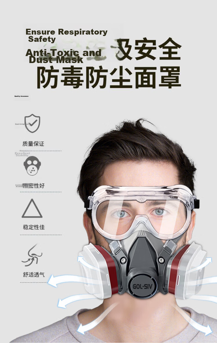 SHENGLI Gas Mask Dustproof Respirator Organic Gas Vapor Protection Dust and Toxic Protection M3200D Set of 1 4