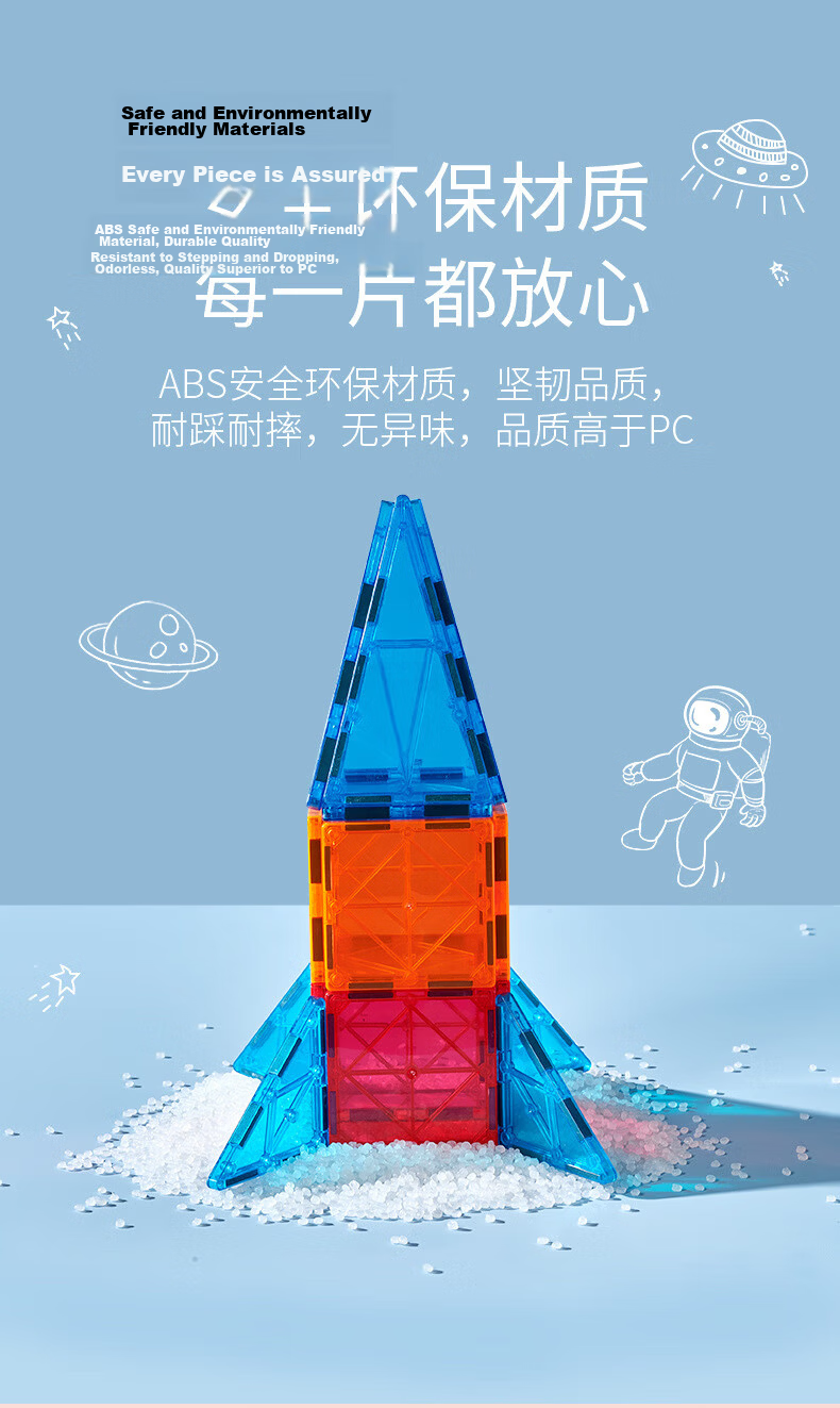 Bluqi Colorful Window Magnetic Tiles Children's Toy Boys 3-6 Years Magnetic Building Blocks Early Education Puzzle 1-3 Years Birthday Gift 13