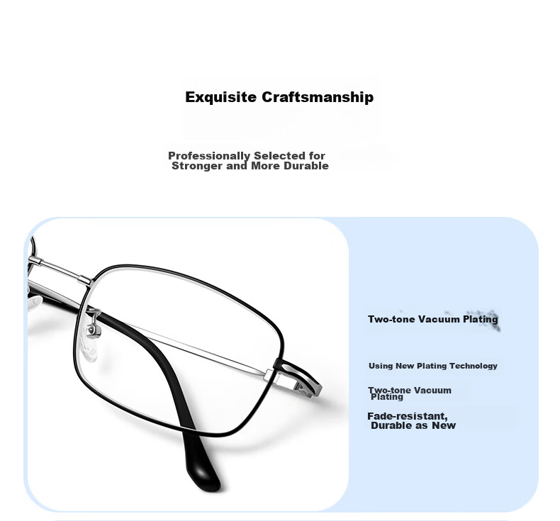 Mr. Pu Anti-Blue Light Reading Glasses for Men and Women, High Definition, Compatible with Zeiss and Seiko Lenses, Memory Titanium Frame 10