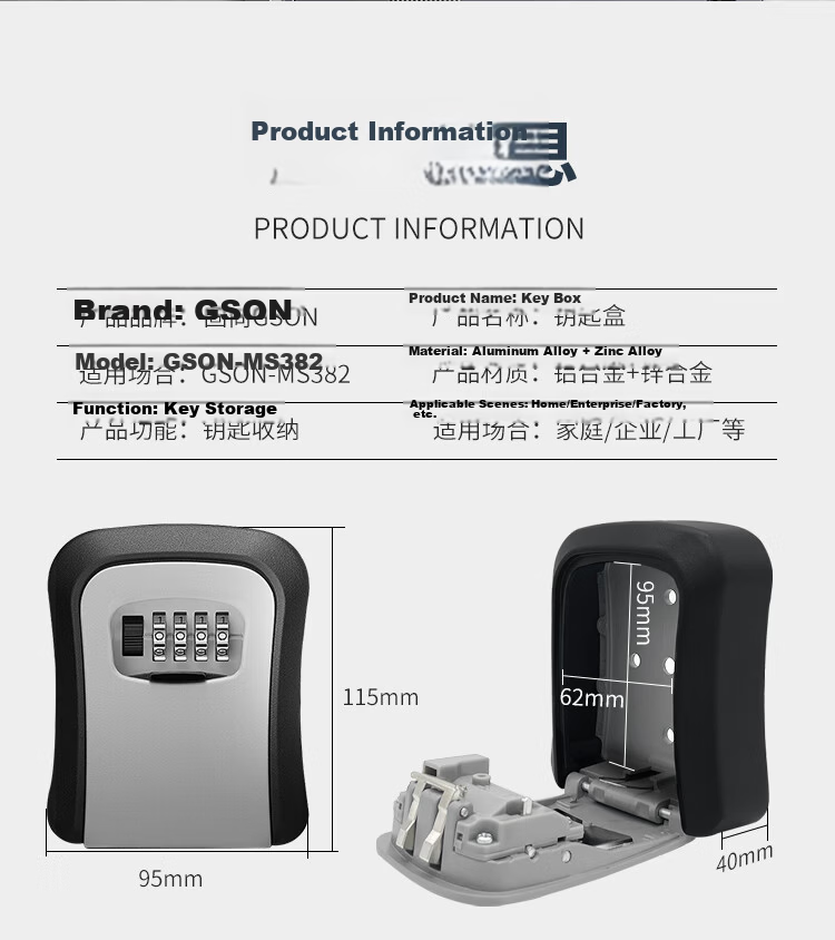 GSON Password Key Box Key Storage Box Construction Site Door Lock 1 Piece 10