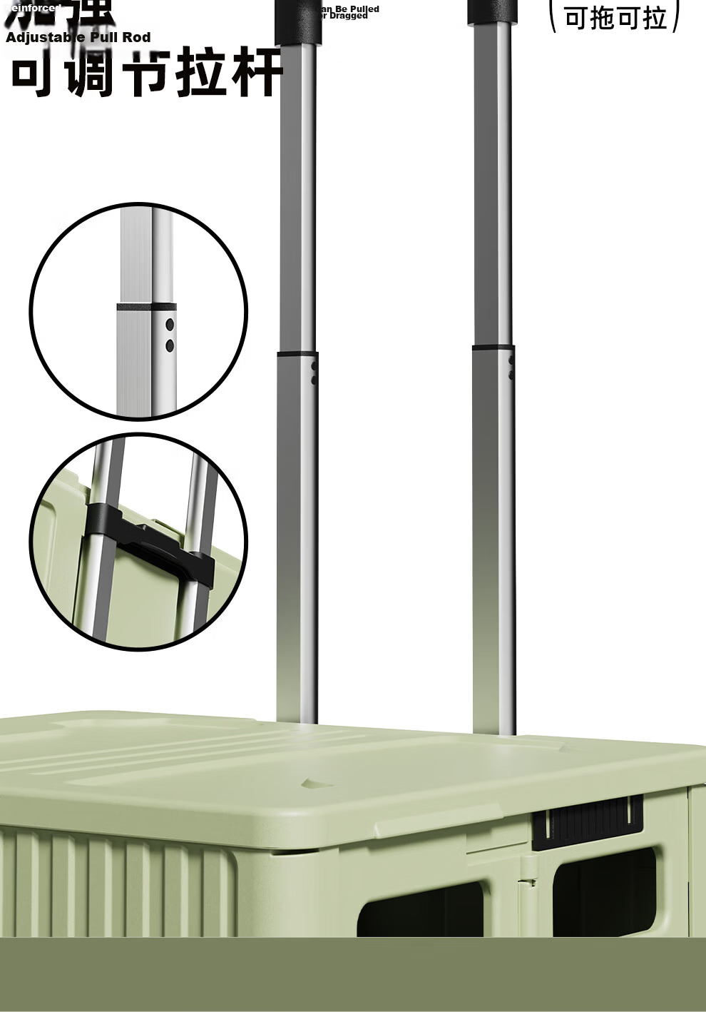 EACHY Foldable Shopping Cart Supermarket Grocery Trolley Hand-pulled Cart Delivery Cart White 65L Four Wheels 7