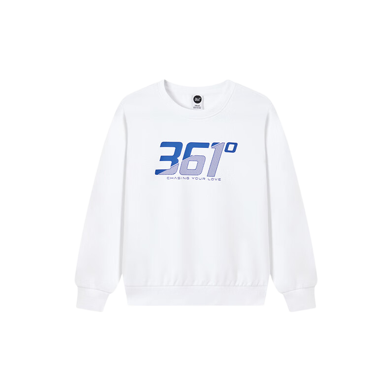 361° Kids Sweatshirt 2026 Spring Unisex School Casual Loose Fit Sports Crewneck Sweatshirt White Size 130