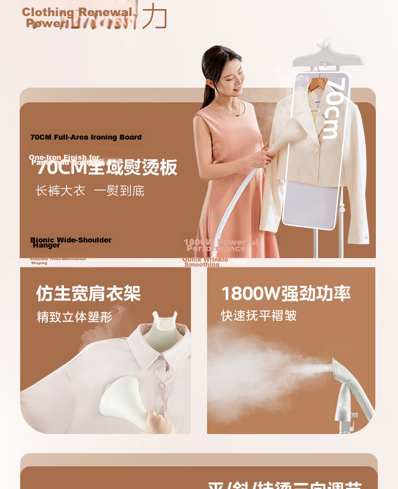 Midea [Extra Large Ironing Board] Upright Garment Steamer, 35g/min High Steam Output, Premium Home Ironing Machine, Electric Iron for Clothing Stores, Commercial Use for Clothing Shops, YGD25A1 3
