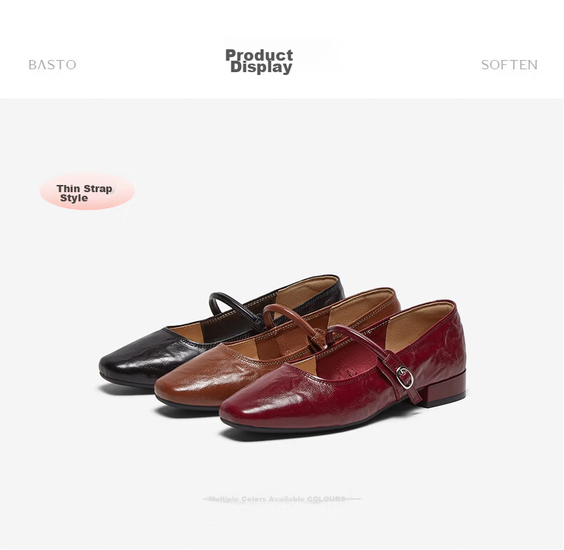 Basto 26 Autumn Ultra-Soft Lambskin Mary Jane Shoes Red Flat Women's French Ballet Flats CX971CQ5 17