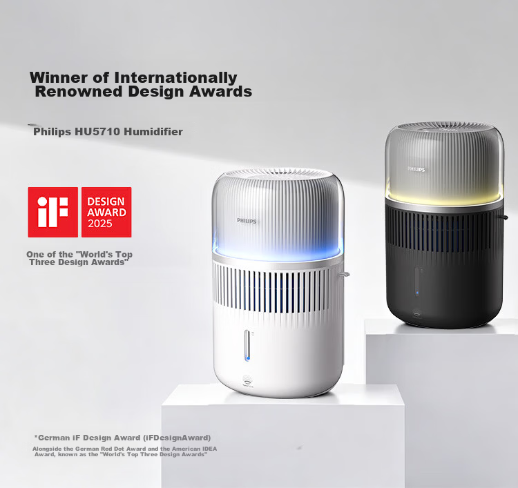 PHILIPS Humidifier for Home Bedroom, Mother And Baby Use, Quiet, Antibacterial, No Mist, Air Conditioner Humidifier, for Rhinitis, Pregnant Women, Infants, Desktop Large Capacity HU5710/13 Gift 1