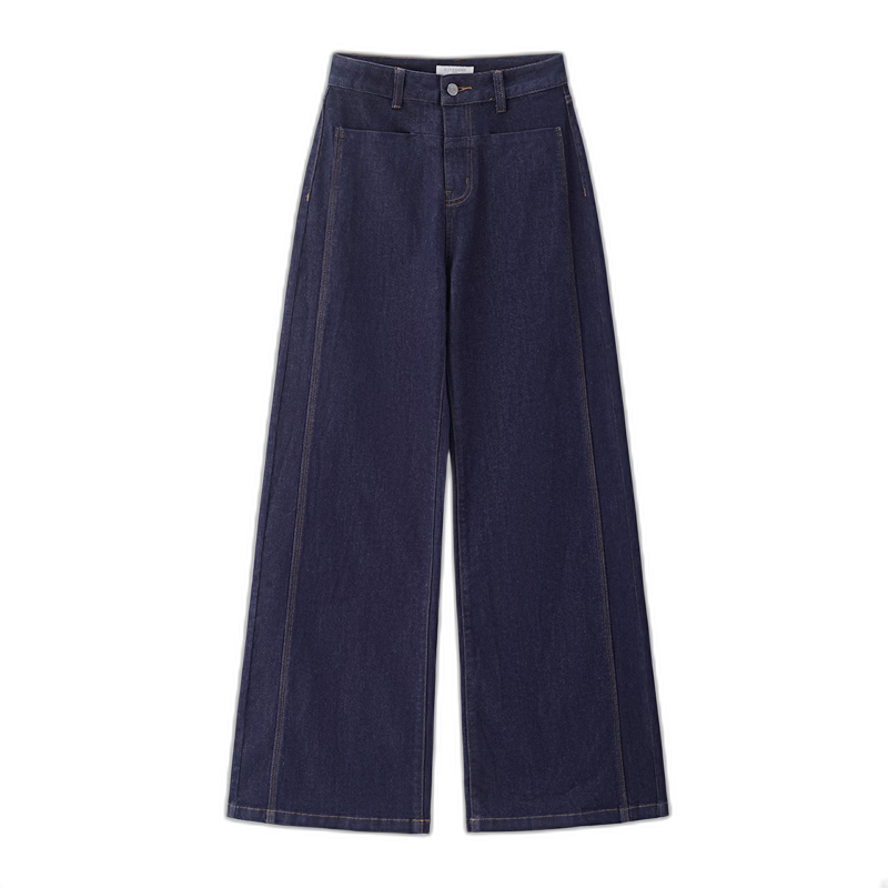 Giordano Washed Wide-Leg Jeans for Women Autumn Winter Mid-Rise Slightly Stretch Raw Denim 13415151