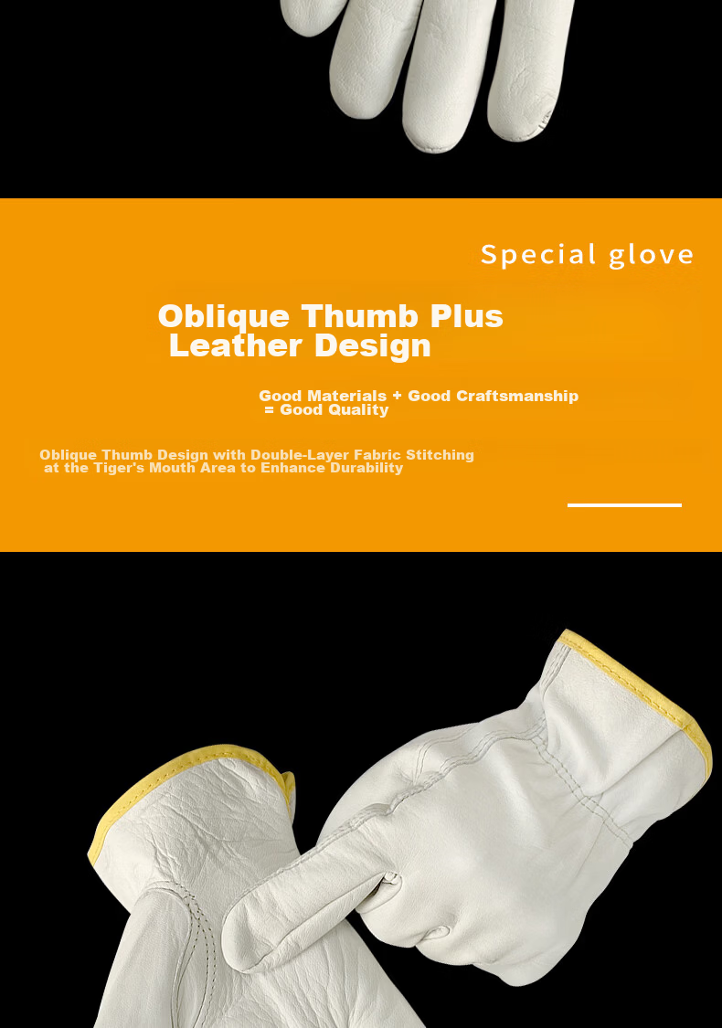 Shengfang Electric Welding Gloves Labor Protection Wear-Resistant Cowhide Welder Gloves Heat Insulation Welding Construction Site 7