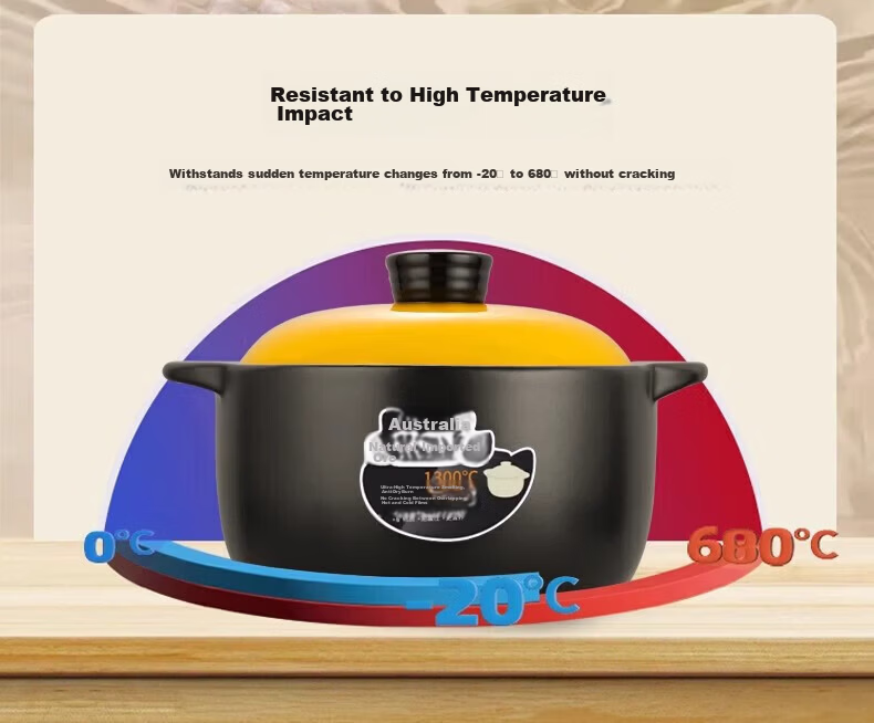 Jingyan Ceramic Casserole Pot 3.3L High-Temperature Resistant Clay Soup Cooker with Yellow Lid for Gas Stove 14