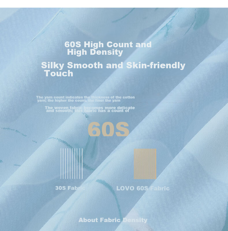 LOVO Luolai Shenghuo 60S Combed Cotton Satin Four-Piece Bedding Set, Luxurious Duvet Cover, Pure Cotton, 220*240cm 6